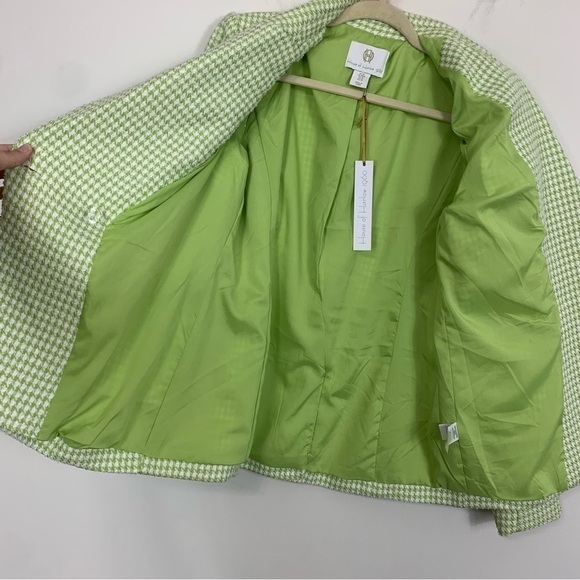 NWT House of Harlow 1960 Green White Tweed Double Breasted Blazer Size Medium - Picture 8 of 13
